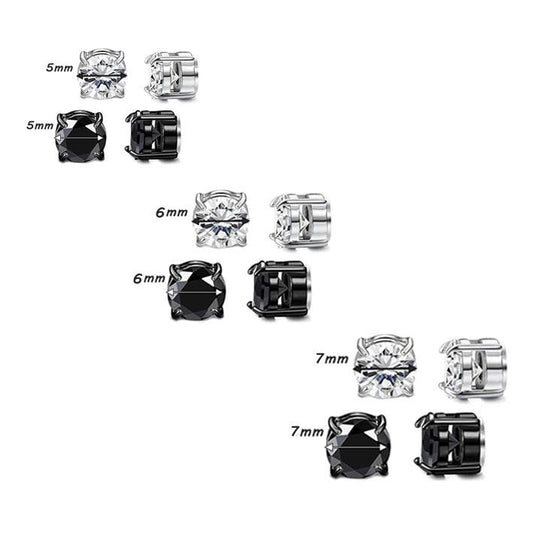 2 Pairs - Stainless Steel Magnetic Stud Earrings for Men - 5-7MM