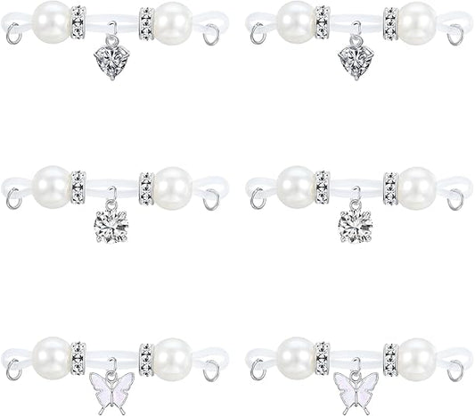 3 Pairs Adjustable Fake Nipple Rings for Women - Non Piercing Nipple Jewelry - Silicone Loop with Butterfly Heart