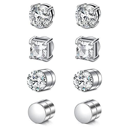 6 Pairs Magnetic Studs for Men Fake Earrings Clip on Earrings for Men Magnet Earrings Aretes de Iman para Hombre Mens Fake Earings