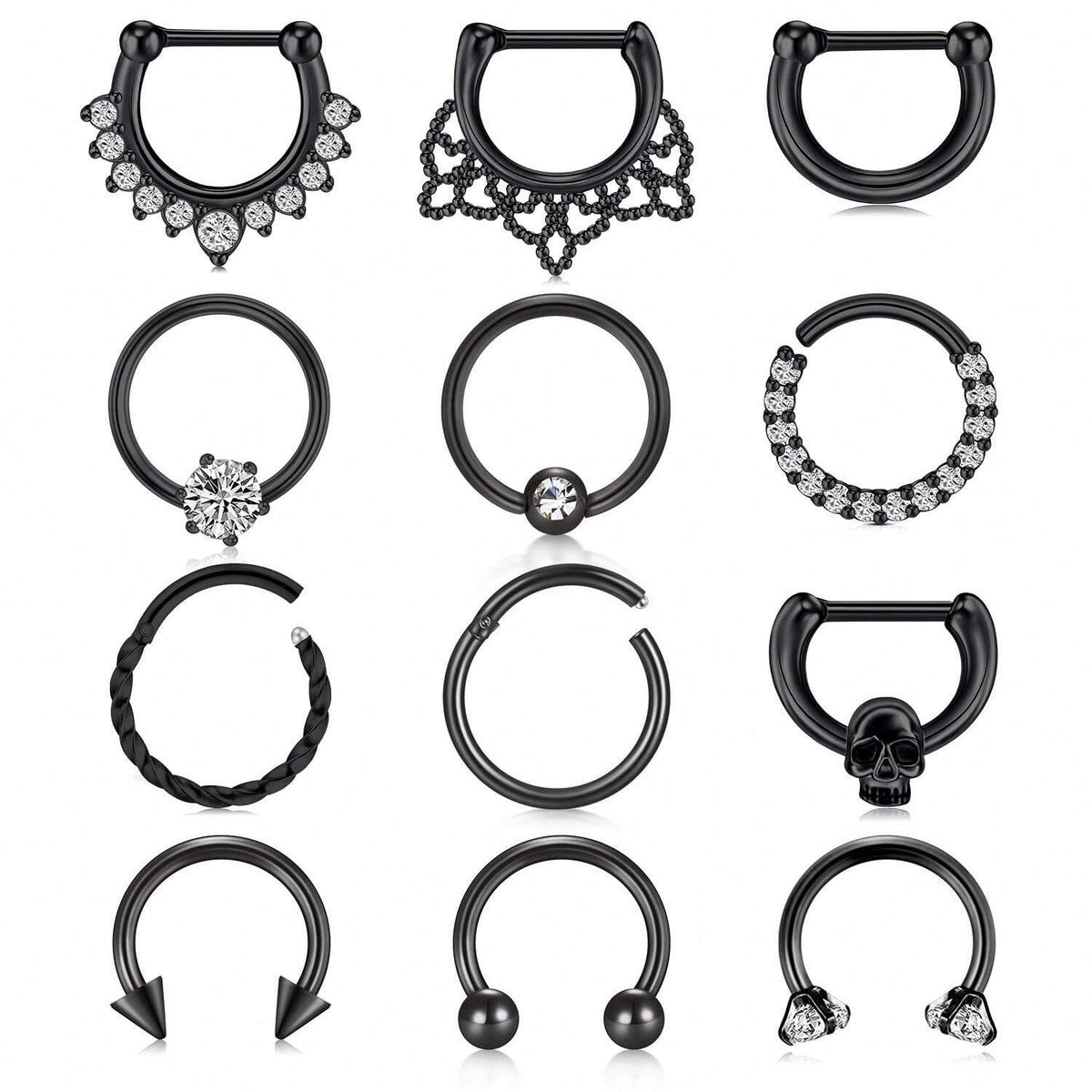 16-Piece 16G Septum Ring Set