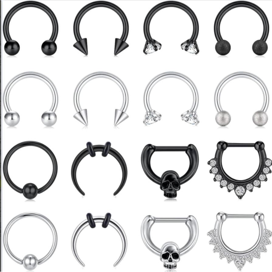 16-Piece 16G Septum Ring Set