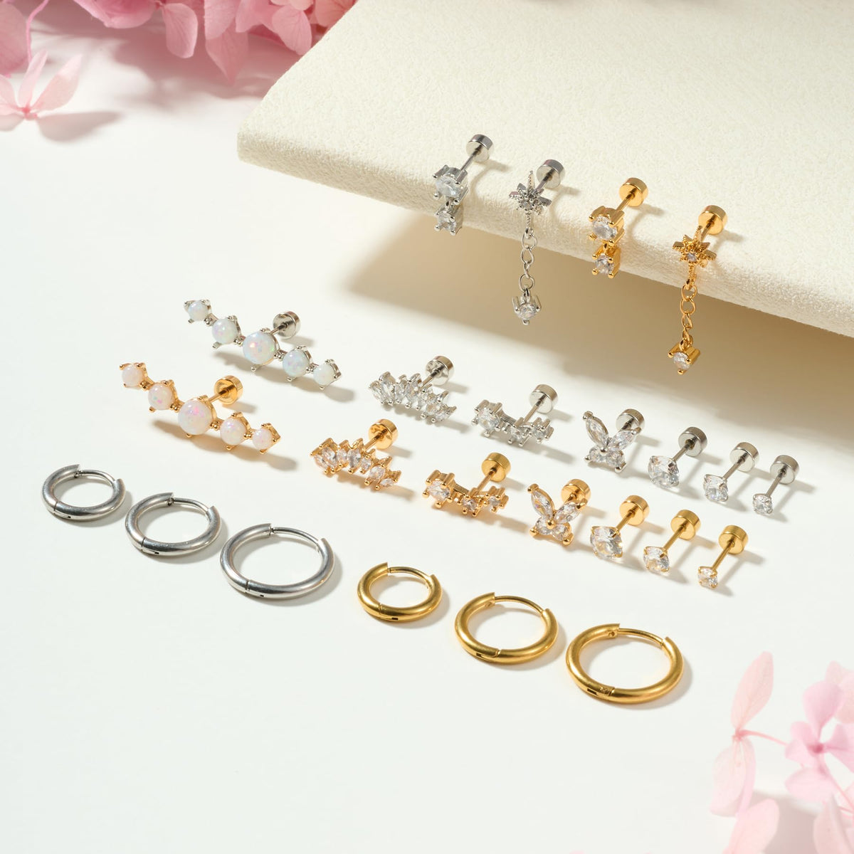 20G Flat Back Cartilage Earring Set