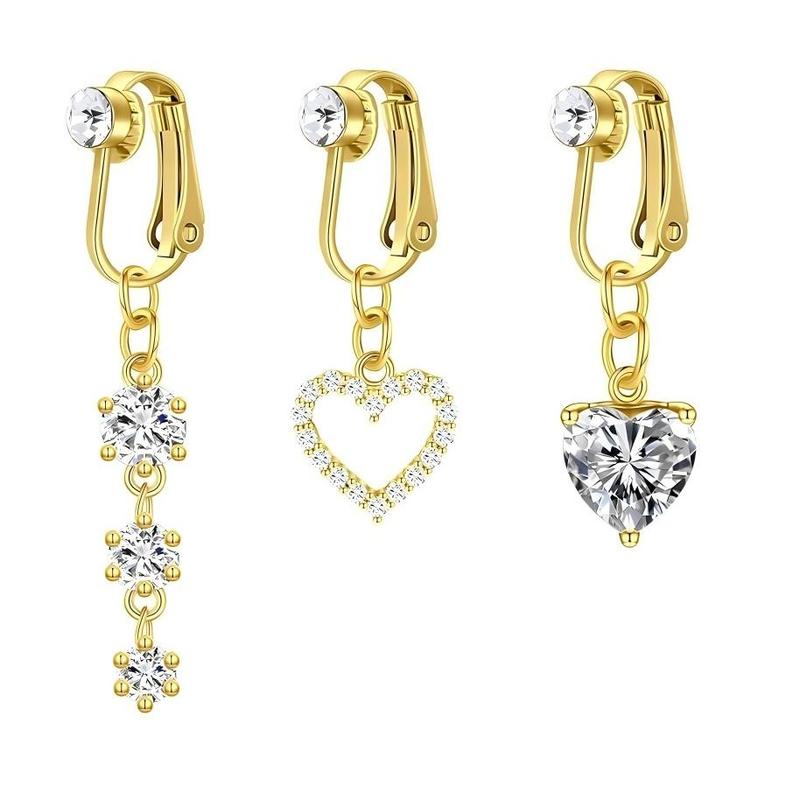 D.bella Fake Belly Button Ring Clip-On Non-Piercing Jewelry