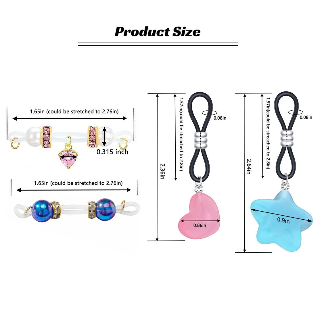 No-Piercing Bead Chains Fake Nip Rings Hypoallergenic Adjustable Silicone Rings Clip-On Jewelry for Women Men Party Christmas Valentine's Day Gift Ideas Festivel Lightweight Fashion Accessory