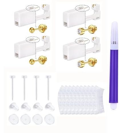 D.Bella Ear & Nose Piercing Gun Kit with Studs | Gold & Silver | Safe At-Home Piercing