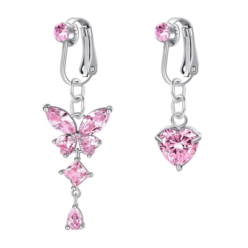 D.bella Fake Belly Button Ring Clip-On Non-Piercing Jewelry