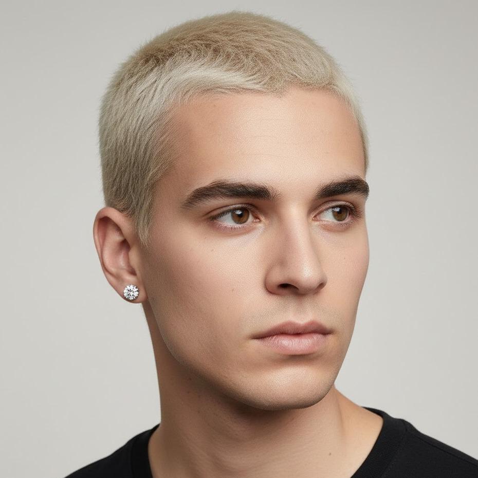 Men's Magnetic Stud Earrings - Non Piercing Stainless Steel Hypoallergenic, Minimalist Round, Silver/Black/Gold Hypoallergenic Fake Earrings for Women