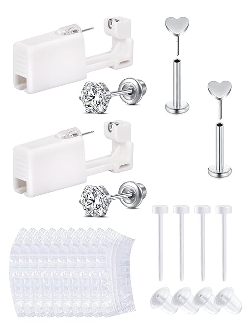 D.Bella Ear & Nose Piercing Gun Kit with Studs | Gold & Silver | Safe At-Home Piercing