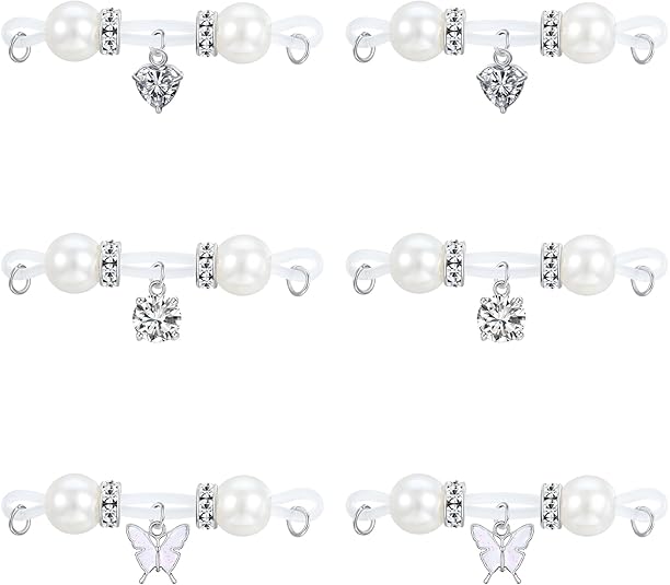 DJCIW 2 Pairs Adjustable Fake Nipple Rings for Women, Non Piercing Nipple Jewelry Nipple Noose Silicone Loop with Butterfly Heart Dangles Romantic Faux Nipple Barbells Body Jewelry for Lovers Women