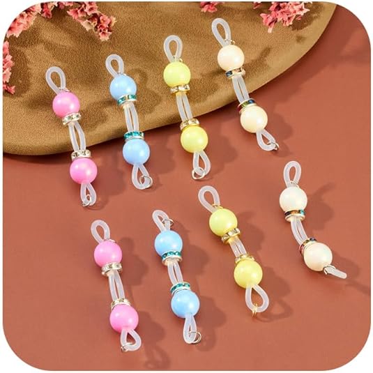 DJCIW 4 Pairs Handmade Fake Nipple Rings,Adjustable Nipple Nooses with 8mm Silicone Multicolor Beads and Barbells,Non-Piercing Faux Nipple Piercing Comfortable Everyday Wear Cute Body Jewelry