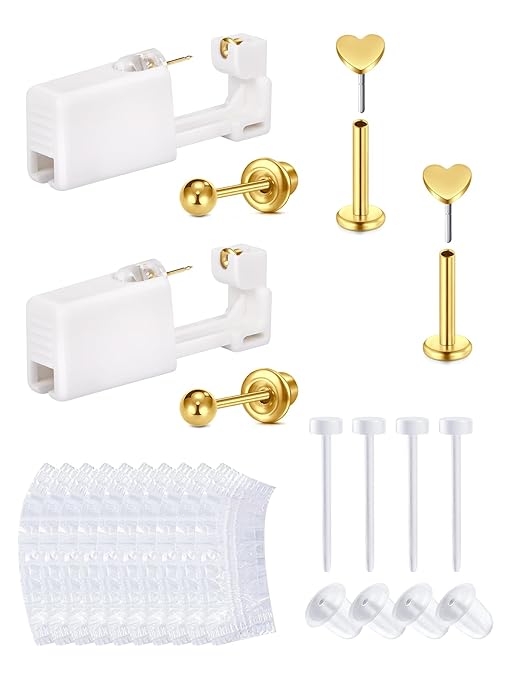 D.Bella Ear & Nose Piercing Gun Kit with Studs | Gold & Silver | Safe At-Home Piercing