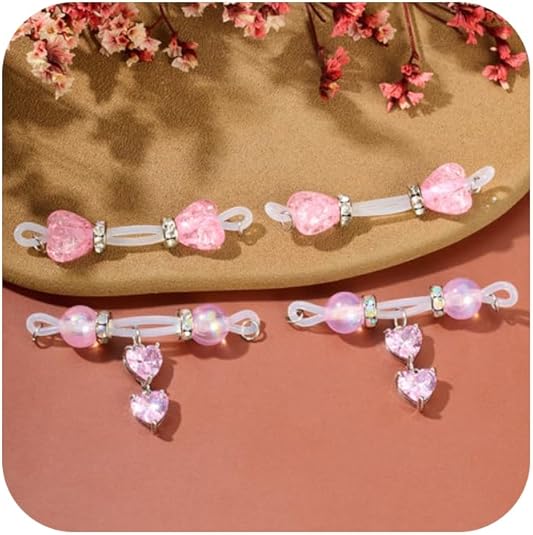 DJCIW 2 Pairs Adjustable Fake Nipple Rings for Women, Non Piercing Nipple Jewelry Nipple Noose Silicone Loop with Butterfly Heart Dangles Romantic Faux Nipple Barbells Body Jewelry for Lovers Women