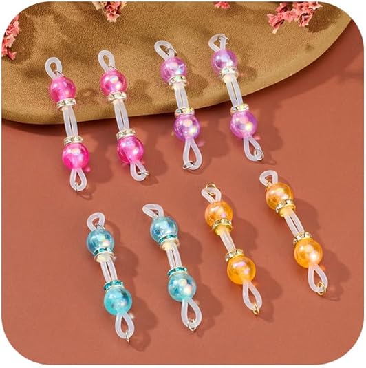 DJCIW 4 Pairs Handmade Fake Nipple Rings,Adjustable Nipple Nooses with 8mm Silicone Multicolor Beads and Barbells,Non-Piercing Faux Nipple Piercing Comfortable Everyday Wear Cute Body Jewelry