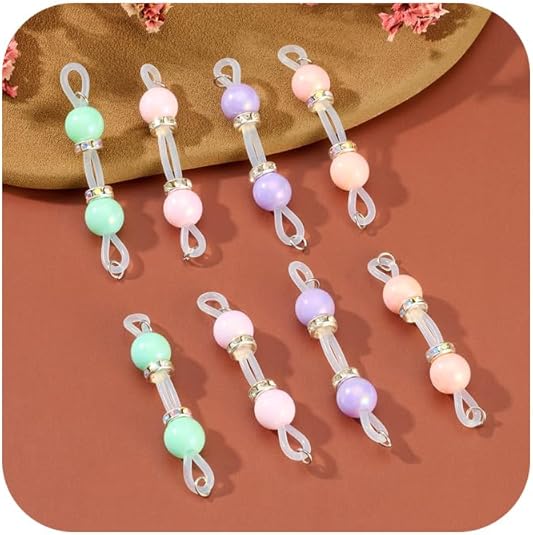 DJCIW 4 Pairs Handmade Fake Nipple Rings,Adjustable Nipple Nooses with 8mm Silicone Multicolor Beads and Barbells,Non-Piercing Faux Nipple Piercing Comfortable Everyday Wear Cute Body Jewelry