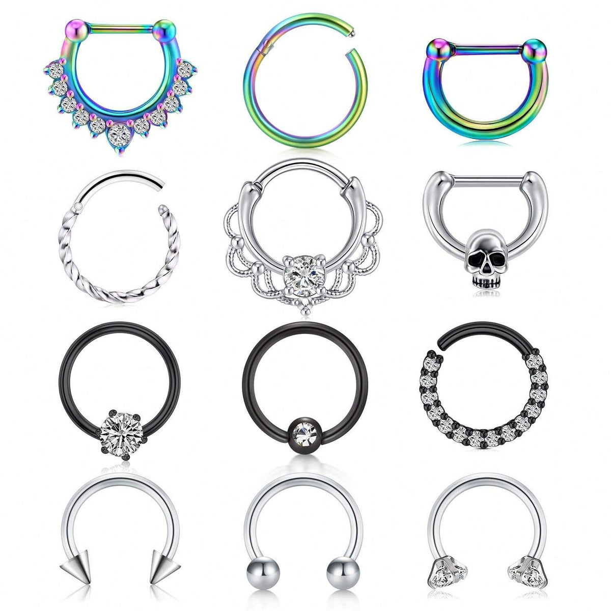 16-Piece 16G Septum Ring Set