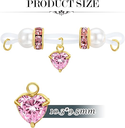 DJCIW 2 Pairs Adjustable Fake Nipple Rings for Women, Non Piercing Nipple Jewelry Nipple Noose Silicone Loop with Butterfly Heart Dangles Romantic Faux Nipple Barbells Body Jewelry for Lovers Women