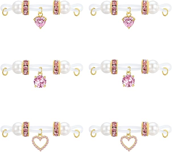 DJCIW 2 Pairs Adjustable Fake Nipple Rings for Women, Non Piercing Nipple Jewelry Nipple Noose Silicone Loop with Butterfly Heart Dangles Romantic Faux Nipple Barbells Body Jewelry for Lovers Women