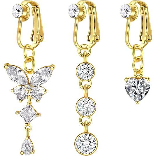 D.bella Fake Belly Button Ring Clip-On Non-Piercing Jewelry