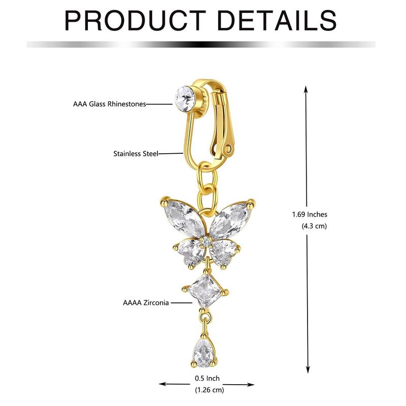 D.bella Fake Belly Button Ring Clip-On Non-Piercing Jewelry