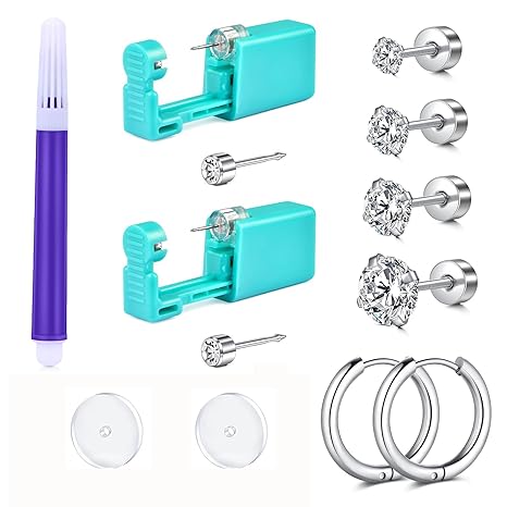 D.Bella Ear & Nose Piercing Gun Kit with Studs | Gold & Silver | Safe At-Home Piercing