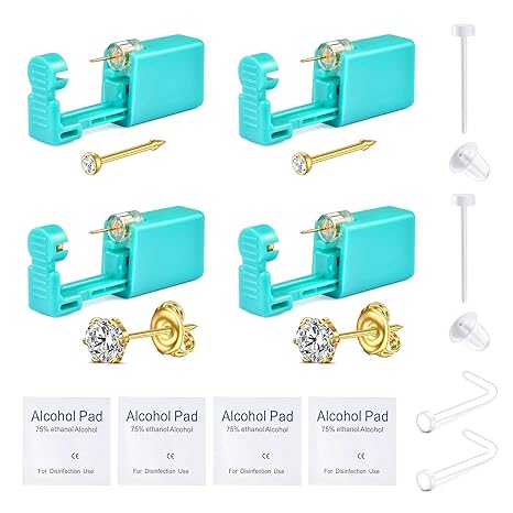 D.Bella Ear & Nose Piercing Gun Kit with Studs | Gold & Silver | Safe At-Home Piercing