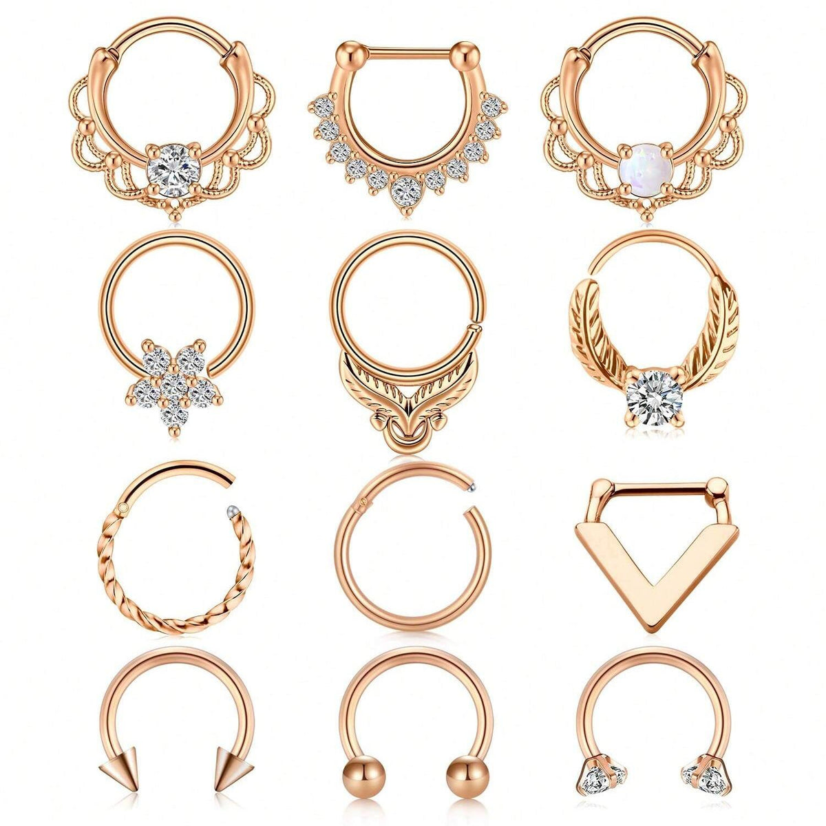 16-Piece 16G Septum Ring Set