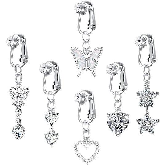 D.bella Fake Belly Button Ring Clip-On Non-Piercing Jewelry