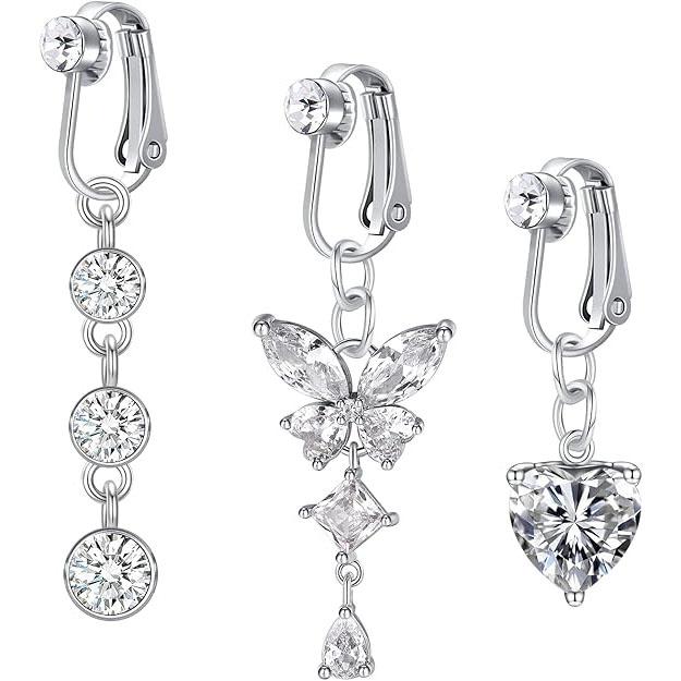 D.bella Fake Belly Button Ring Clip-On Non-Piercing Jewelry