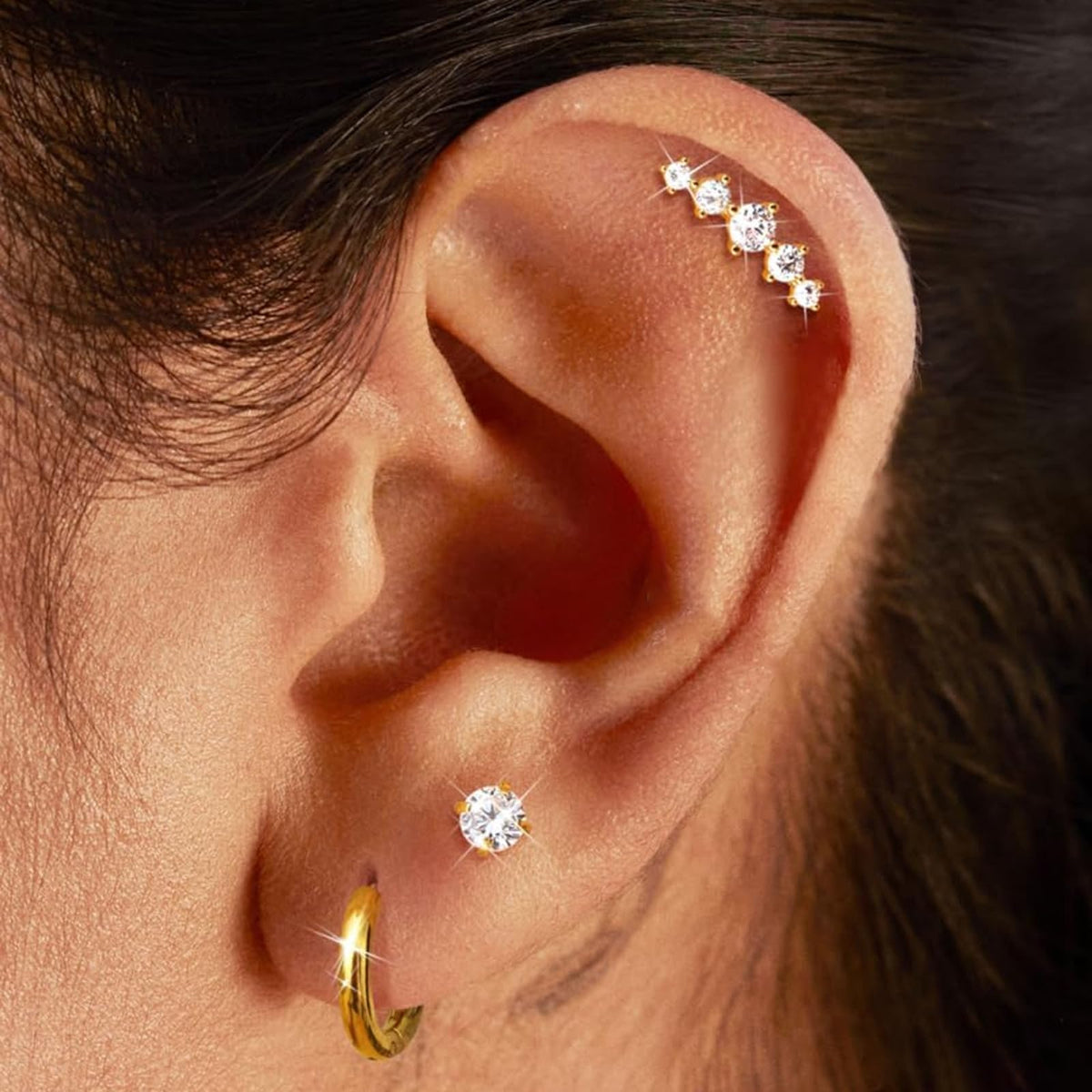 20G Flat Back Cartilage Earring Set