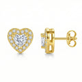 Women's 14K Gold Plated Heart Halo Stud Earrings with Cubic Zirconia, Dainty Love Jewelry,Gold