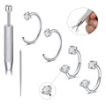 4PCS 18G Internally Threaded Horseshoe Nose Rings Septum Ring Lip Studs Set with Insertion Pin & Grabber Tool, Round CZ, Silver