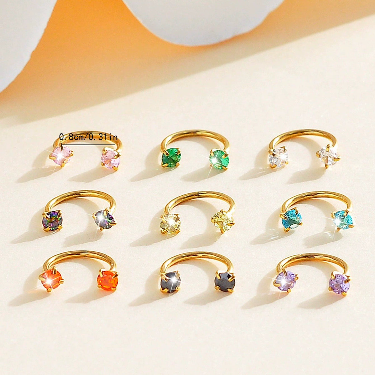 Gold Cubic Zirconia Nose Hoop Ring | 316L Stainless Steel Nose Piercing Jewelry