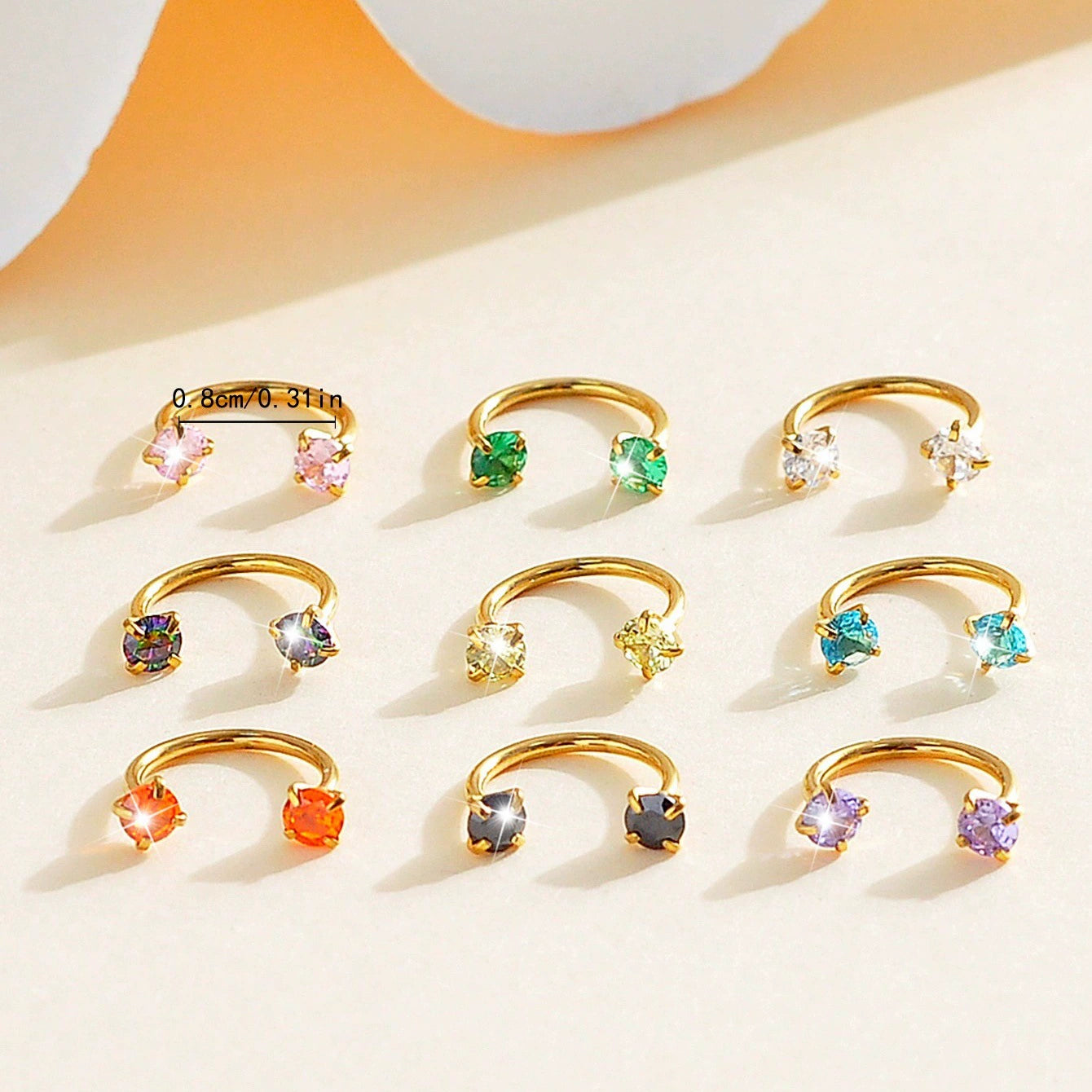 Gold Cubic Zirconia Nose Hoop Ring | 316L Stainless Steel Nose Piercing Jewelry
