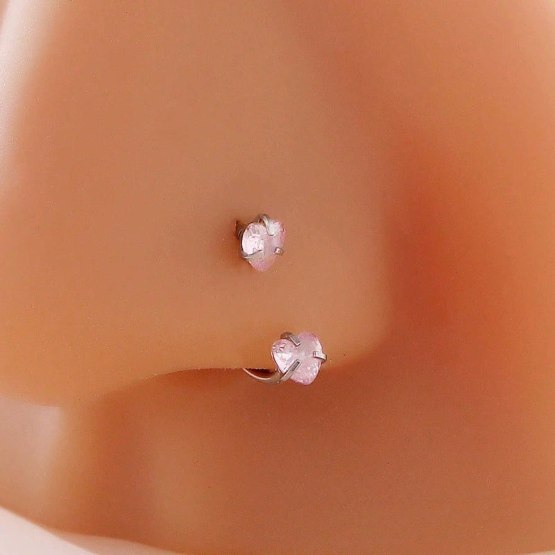 Gold Cubic Zirconia Nose Hoop Ring | 316L Stainless Steel Nose Piercing Jewelry