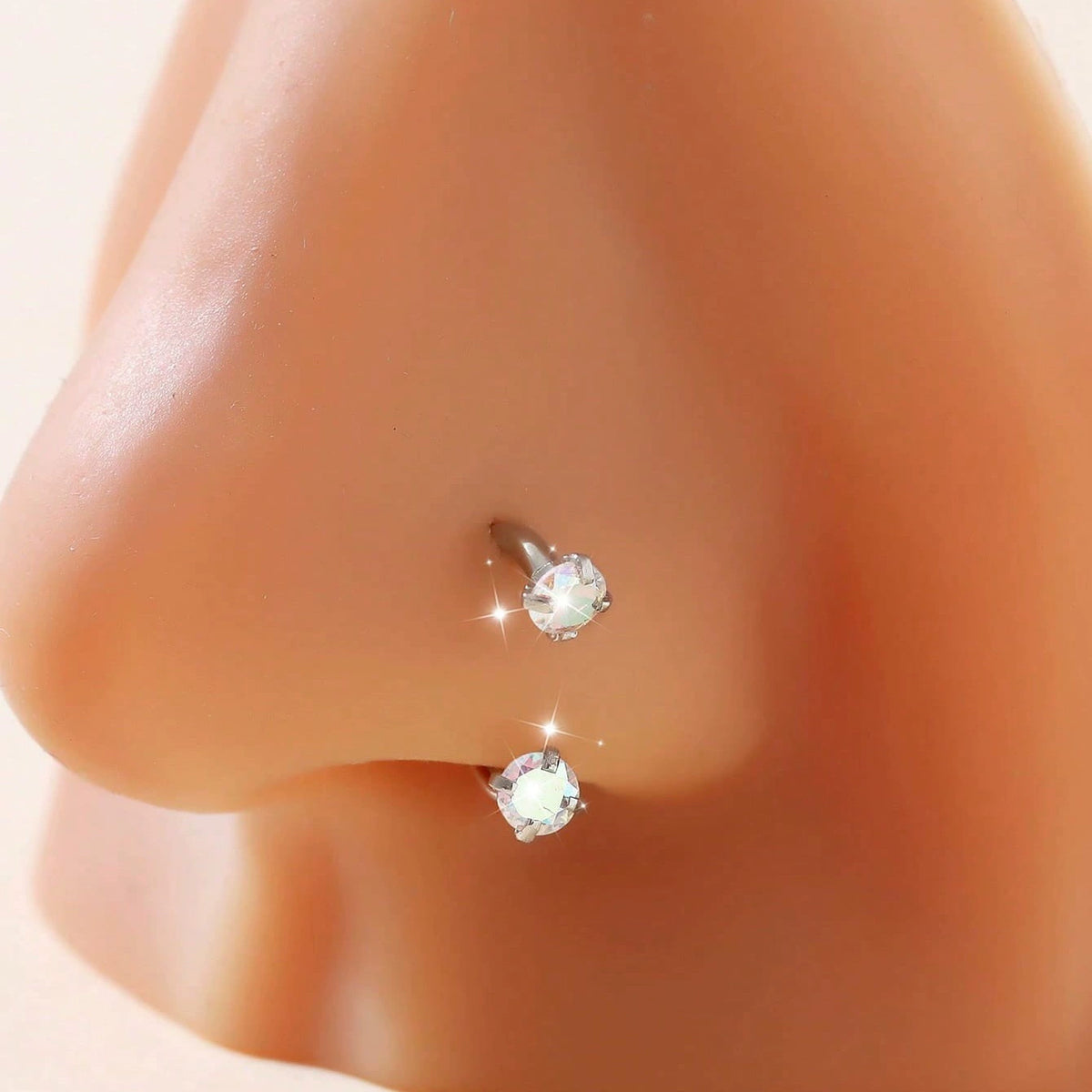 Gold Cubic Zirconia Nose Hoop Ring | 316L Stainless Steel Nose Piercing Jewelry