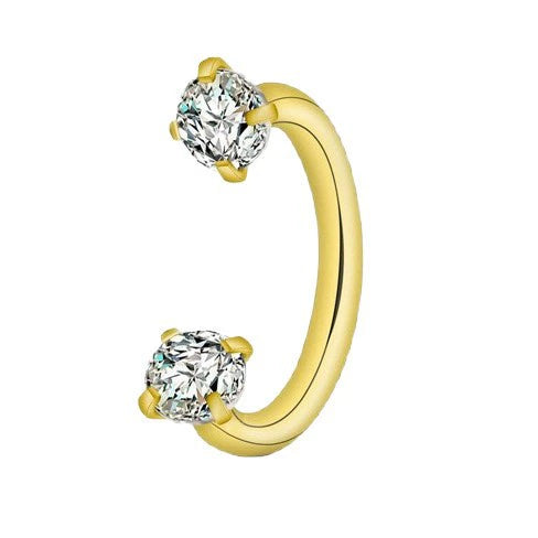 Gold Cubic Zirconia Nose Hoop Ring | 316L Stainless Steel Nose Piercing Jewelry