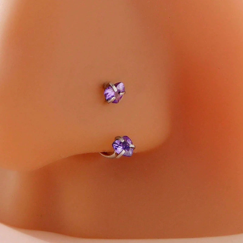 Gold Cubic Zirconia Nose Hoop Ring | 316L Stainless Steel Nose Piercing Jewelry