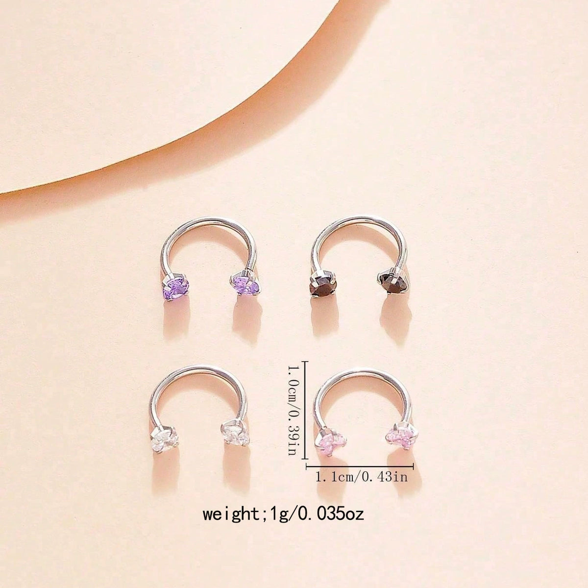 Gold Cubic Zirconia Nose Hoop Ring | 316L Stainless Steel Nose Piercing Jewelry