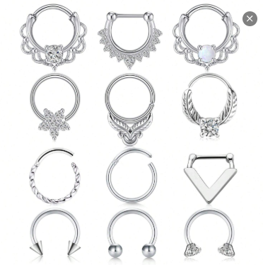 16-Piece 16G Septum Ring Set