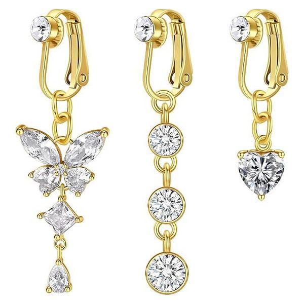 D.bella Fake Belly Button Ring Clip-On Non-Piercing Jewelry