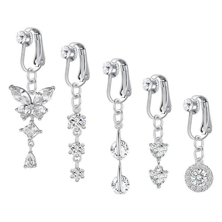 D.bella Fake Belly Button Ring Clip-On Non-Piercing Jewelry