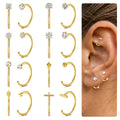 8 Pairs Stay Close Hoop Huggie Half Hoop Earrings Cartilage Helix Open Hugging for Women